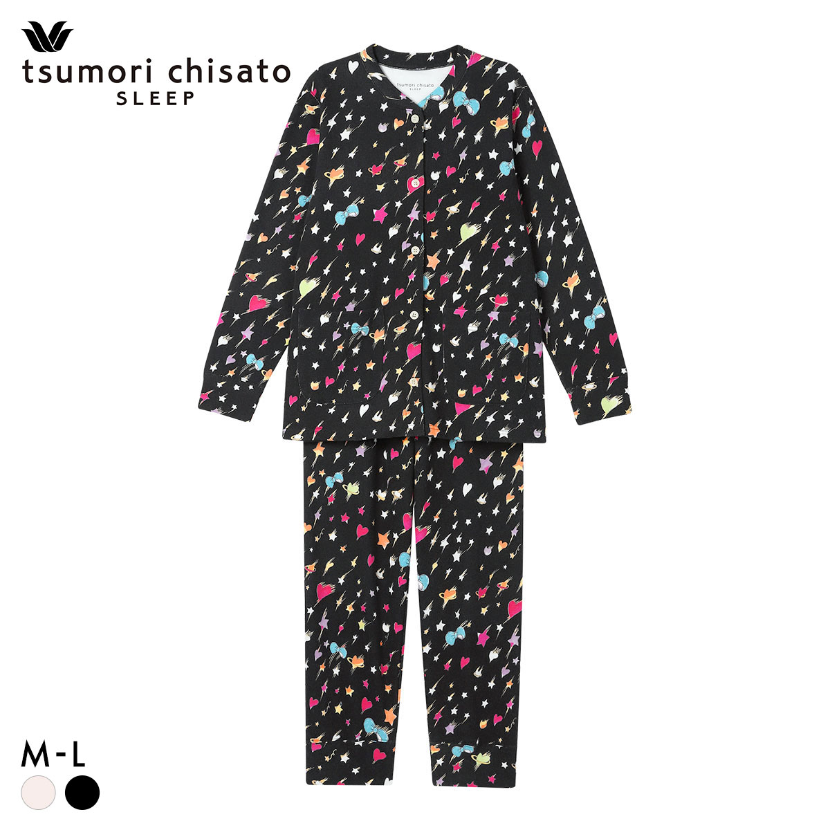 ワコール ツモリチサト スリープ 不思議の国 長袖 シャツパジャマ 上下セット ルームウェア レディース tsumori chisato SLEEP(BK-ブラック-M)
