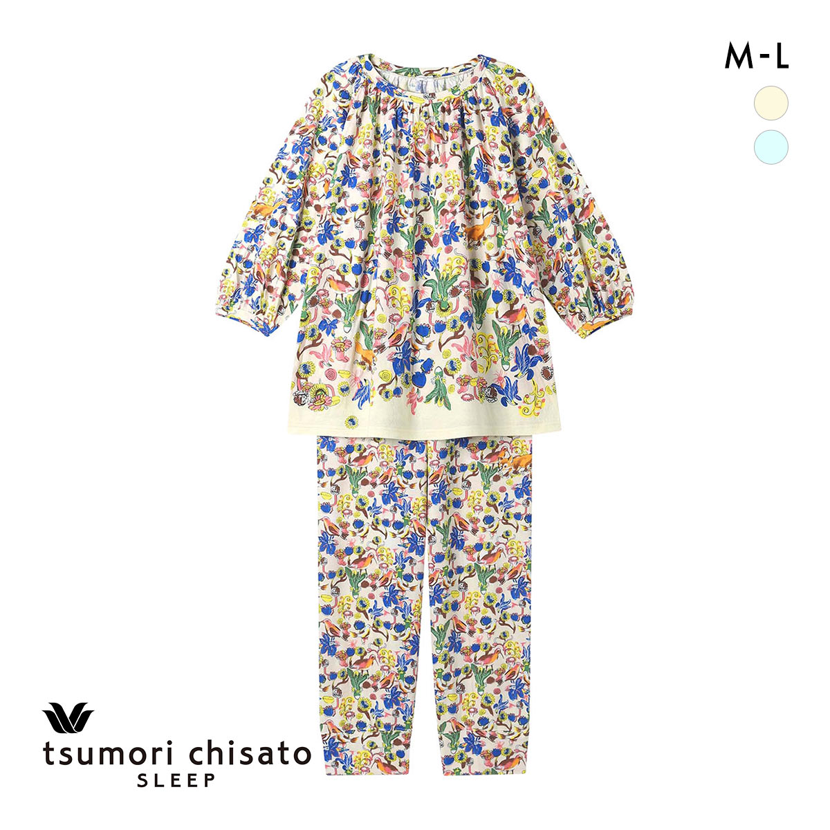 ワコール ツモリチサト ワンダーフォレスト パジャマ 8分袖 ルームウェア 上下セット 綿100％ Wacoal tsumori chisato SLEEP(CR-クリーム-M)