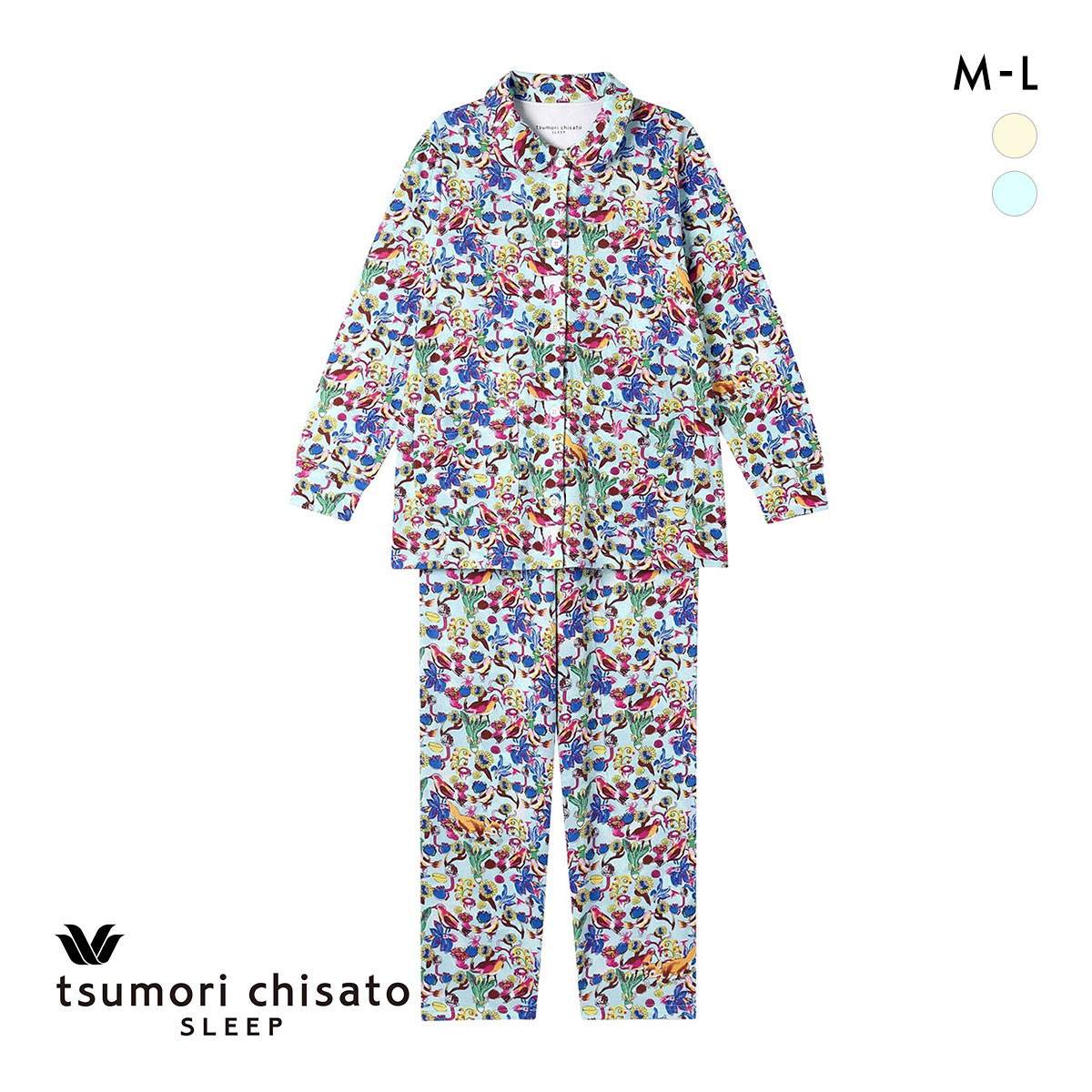 ワコール ツモリチサト ワンダーフォレスト パジャマ 長袖 ルームウェア 上下セット 綿100％ Wacoal tsumori chisato SLEEP(SX-サックス-M)