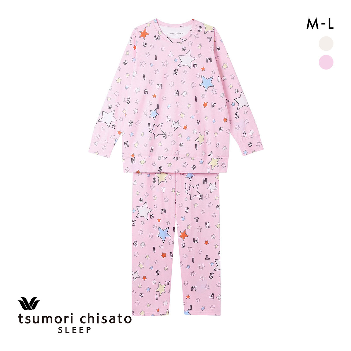 ワコール ツモリチサト スター パジャマ 上下セット ルームウェア 綿100％ Wacoal tsumori chisato SLEEP(PI-ピンク-M)