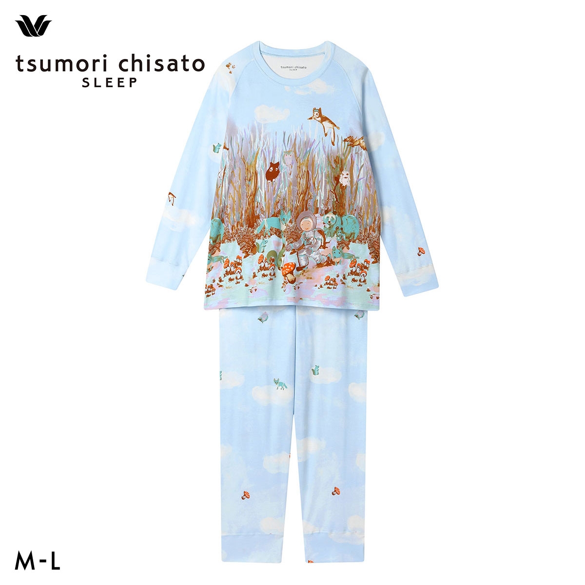 ワコール ツモリチサト 森の惑星 パジャマ 長袖 上下セット ルームウェア 綿100％ Wacoal tsumori chisato SLEEP(SX-サックス-M)