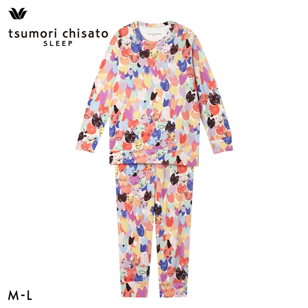 ワコール ツモリチサト ハートネコ 長袖パジャマ 上下セット ルームウェア 綿100％ Wacoal tsumori chisato SLEEP