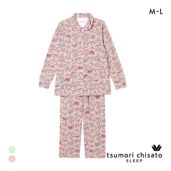 ワコール ツモリチサト 不思議の国 シャツパジャマ 長袖 上下セット ルームウェア 綿100％ Wacoal tsumori chisato SLEEP