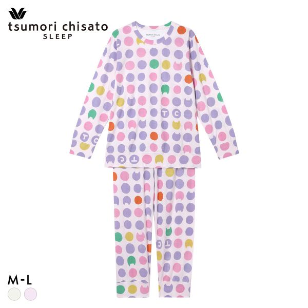 ワコール ツモリチサト 猫ドット 長袖パジャマ 上下セット ルームウェア 綿100％ Wacoal tsumori chisato SLEEP