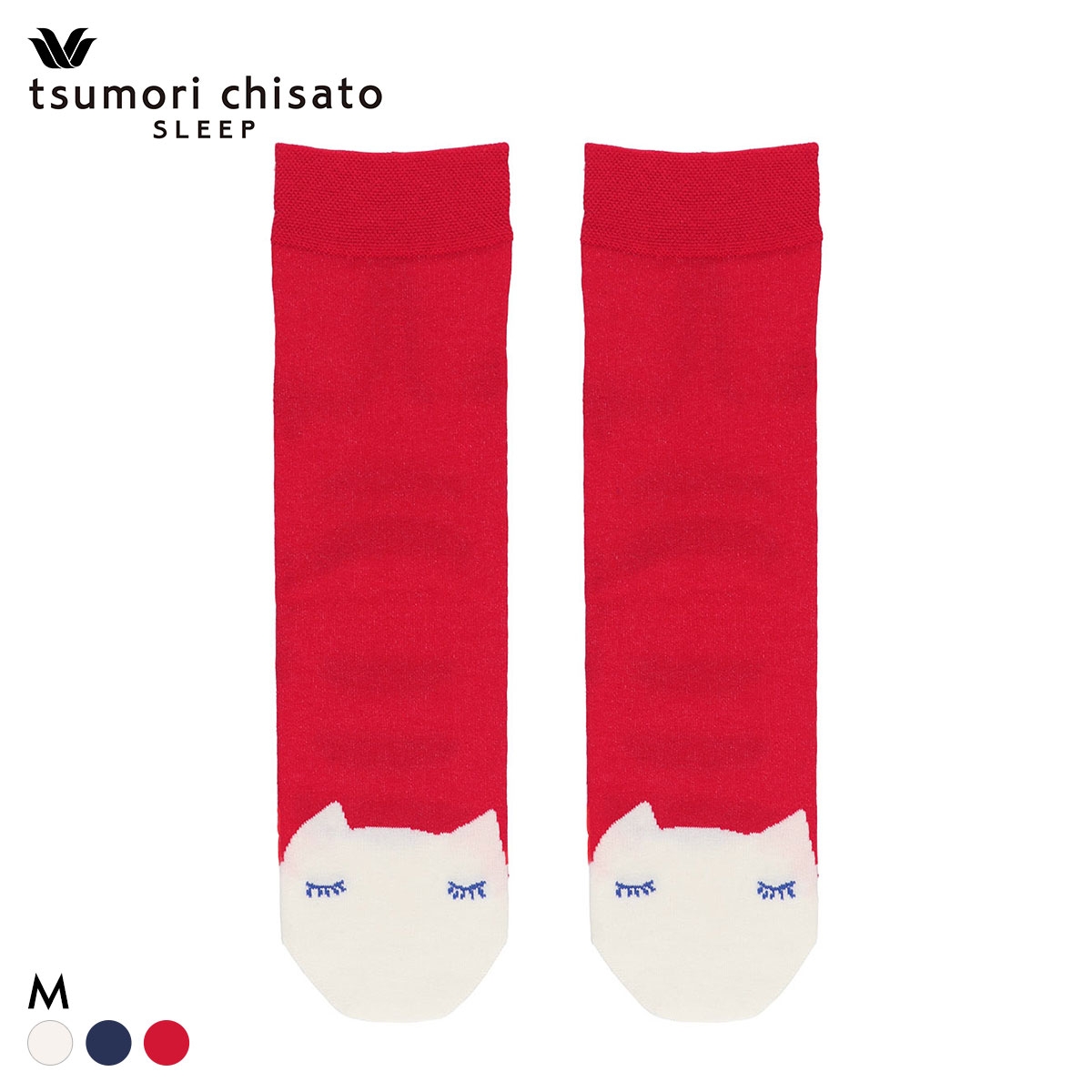 ワコール ツモリチサト ソックス ねこ 靴下 M 綿混 Wacoal tsumori chisato SLEEP(RE-レッド-M)