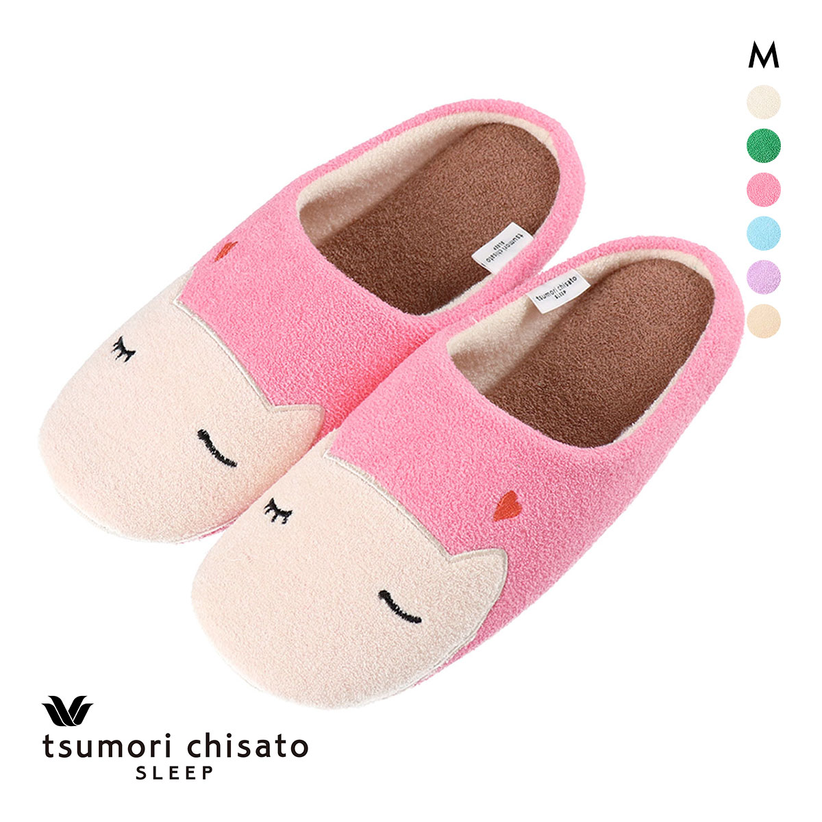 ワコール Wacoal ツモリチサト tsumori chisato SLEEP 綿100％ パイル スリッパ ルームシューズ(RP-ロマンピンク-M)