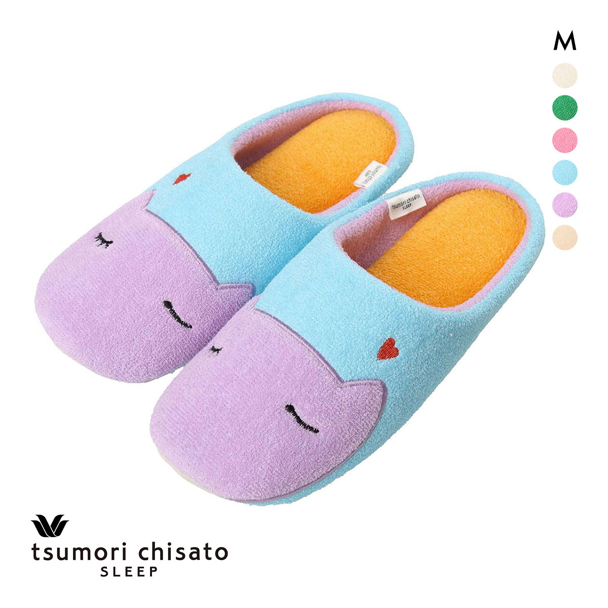ワコール Wacoal ツモリチサト tsumori chisato SLEEP 綿100％ パイル スリッパ ルームシューズ(BU-ブルー-M)