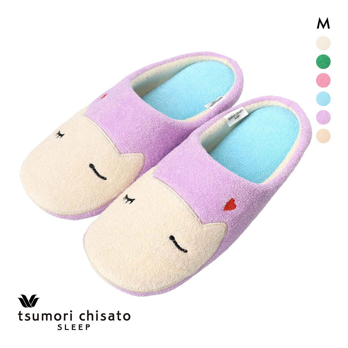 ワコール Wacoal ツモリチサト tsumori chisato SLEEP 綿100％ パイル スリッパ ルームシューズ(LPU-薄パープル-M)