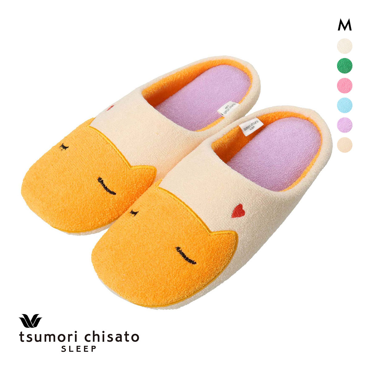 ワコール Wacoal ツモリチサト tsumori chisato SLEEP 綿100％ パイル スリッパ ルームシューズ(CR-クリーム-M)