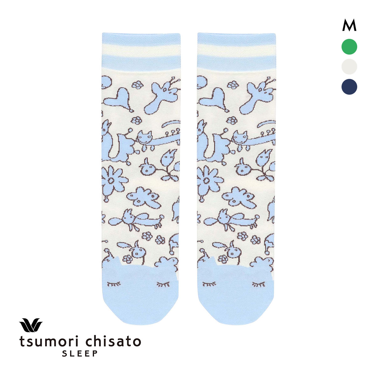 ワコール ツモリチサト ソックス 靴下 クルー丈 M 綿混 Wacoal tsumori chisato SLEEP(IV-アイボリー-M)