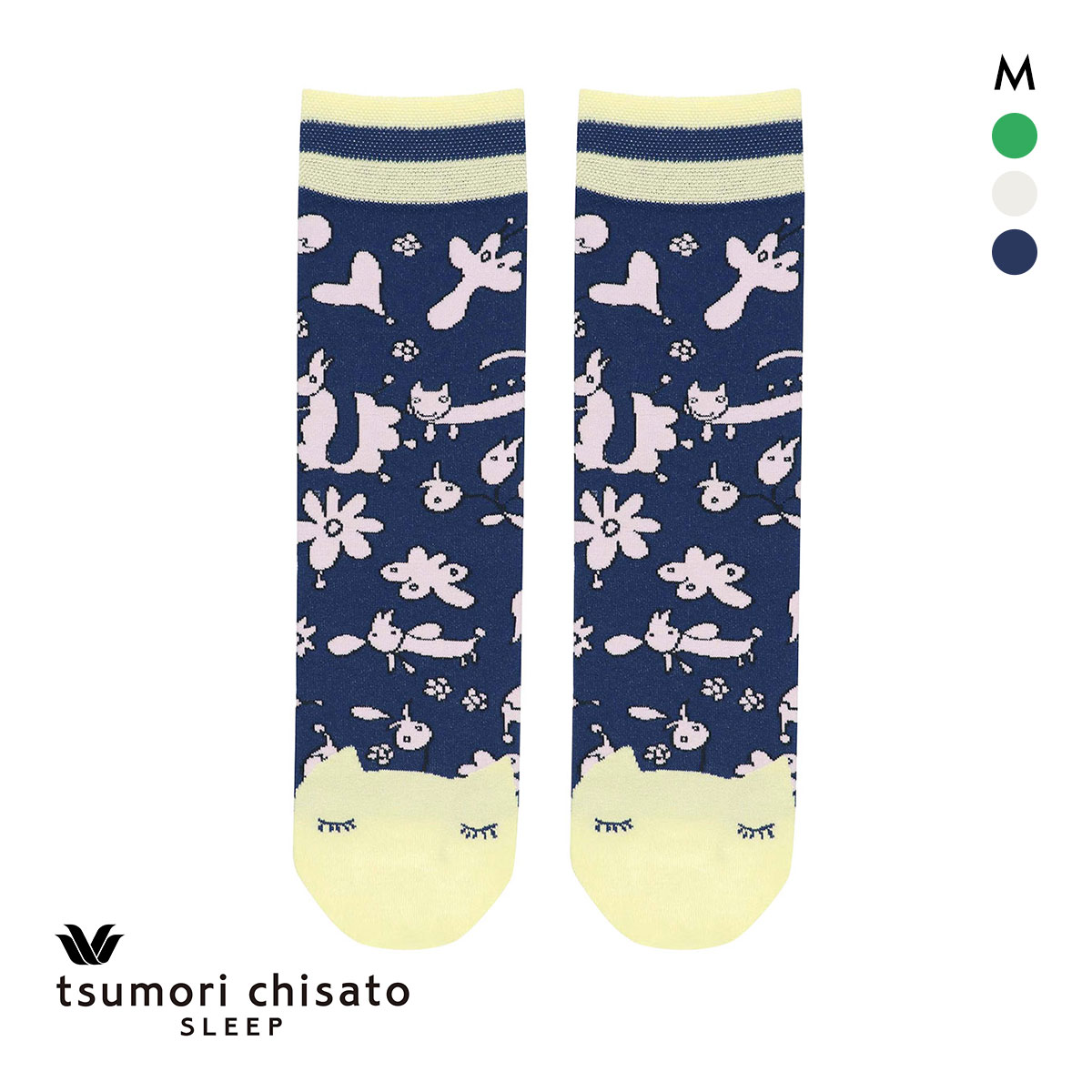 ワコール ツモリチサト ソックス 靴下 クルー丈 M 綿混 Wacoal tsumori chisato SLEEP(NV-ネイビー-M)