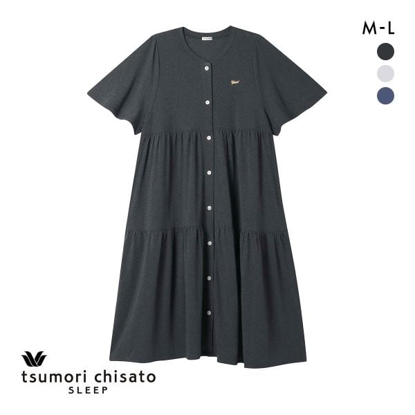 ワコール ツモリチサト ワンピース パジャマ 5分袖 ティアード 前開き ネグリジェ ルームウェア Wacoal tsumori chisato SLEEP