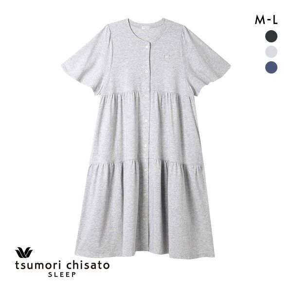ワコール ツモリチサト ワンピース パジャマ 5分袖 ティアード 前開き ネグリジェ ルームウェア Wacoal tsumori chisato SLEEP