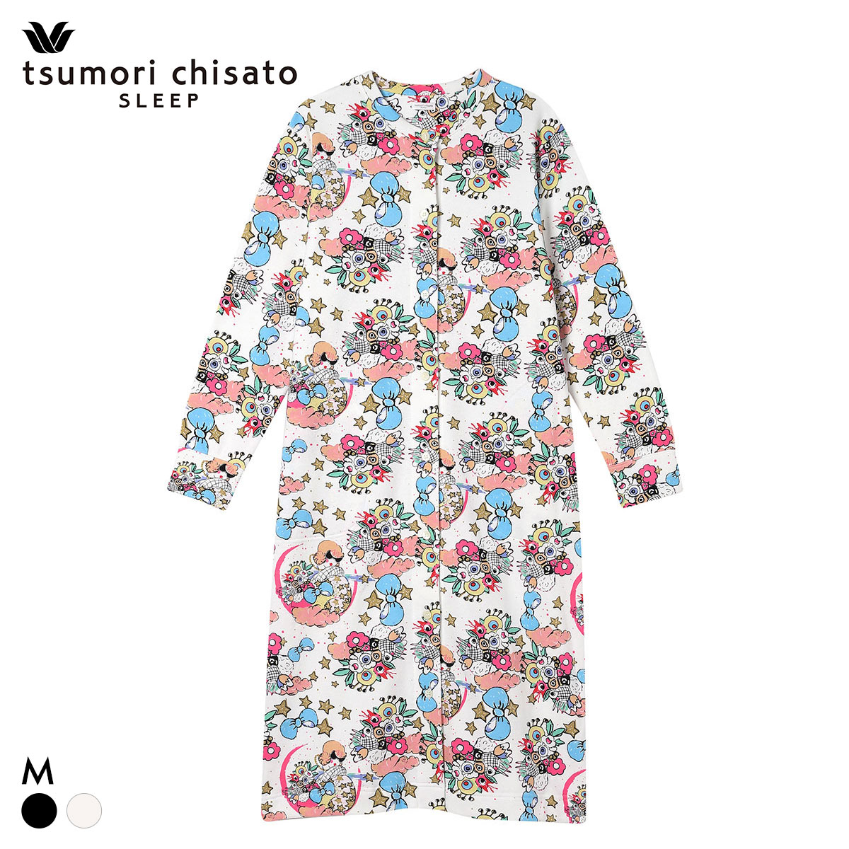 ワコール ツモリチサト 不思議の国 ワンピース ルームウェア ネグリジェ 長袖 パジャマ 肌側起毛 あったか Wacoal tsumori chisato SLEEP(IV-アイボリー-M)