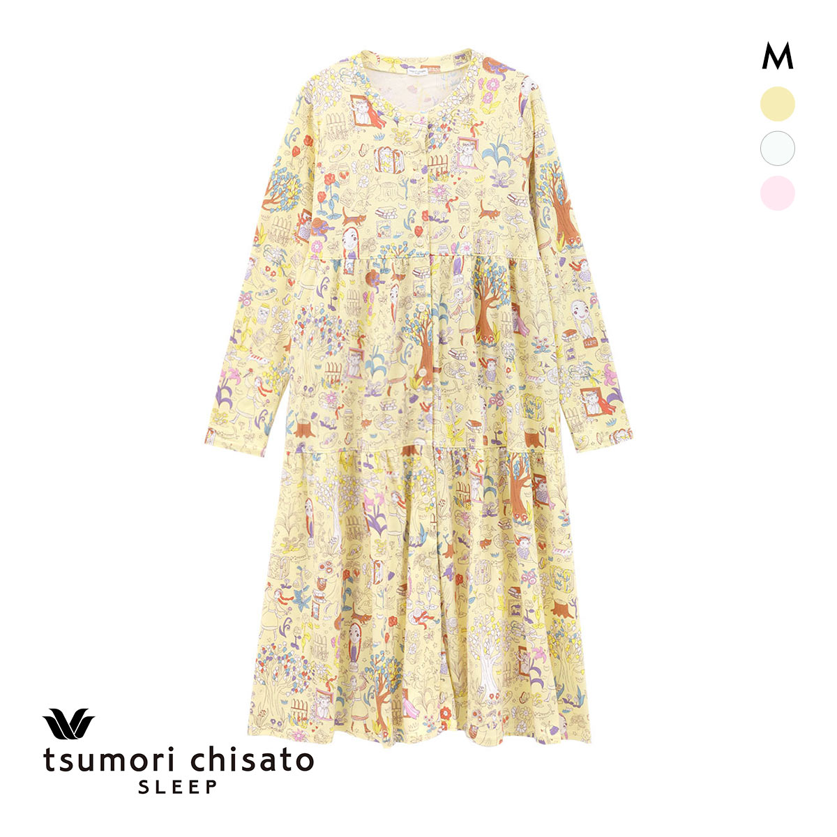 ワコール ツモリチサト ワンダーフォレスト ワンピース ルームウェア 長袖 パジャマ Wacoal tsumori chisato SLEEP(CR-クリーム-M)