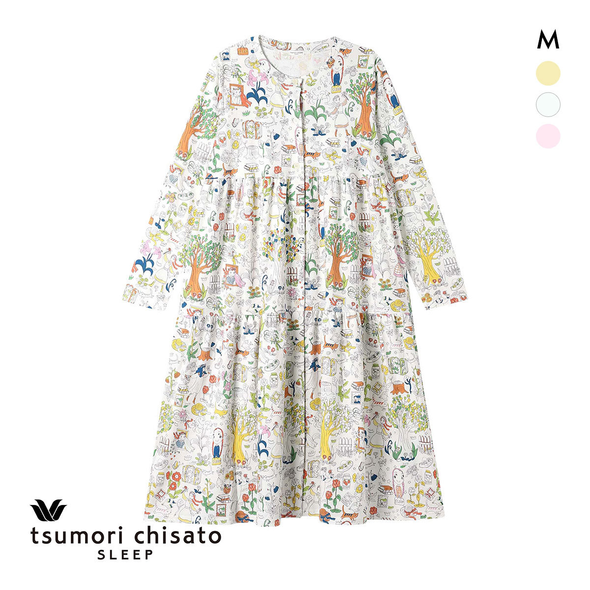 ワコール ツモリチサト ワンダーフォレスト ワンピース ルームウェア 長袖 パジャマ Wacoal tsumori chisato SLEEP(IV-アイボリー-M)