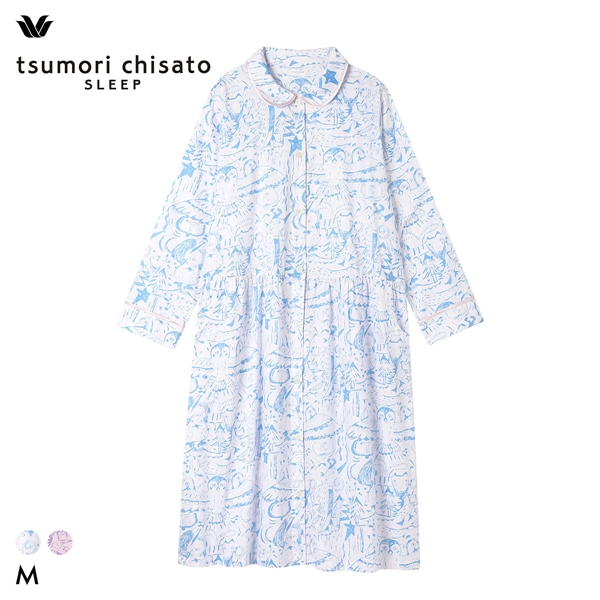 ワコール ツモリチサト 森の惑星 パジャマ シャツワンピース ルームウェア 長袖 綿100％ サテン Wacoal tsumori chisato SLEEP