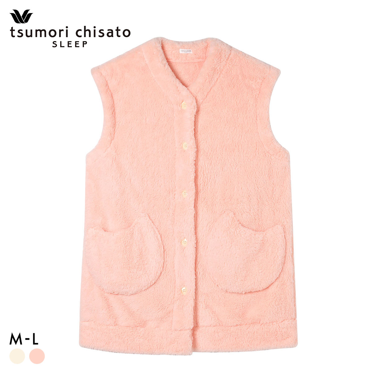 ワコール ツモリチサト ベスト フリース ミディロング丈 ネコ Wacoal tsumori chisato SLEEP(PI-ピンク-M)