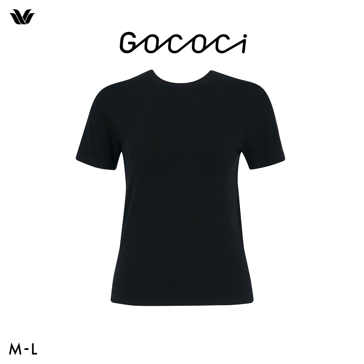 ワコール ゴコチ cooomy. クーミー シアートップス Tシャツ 半袖 3分袖 インナー WGG111 ML Wacoal GOCOCi Uネック(BK-ブラック-M)