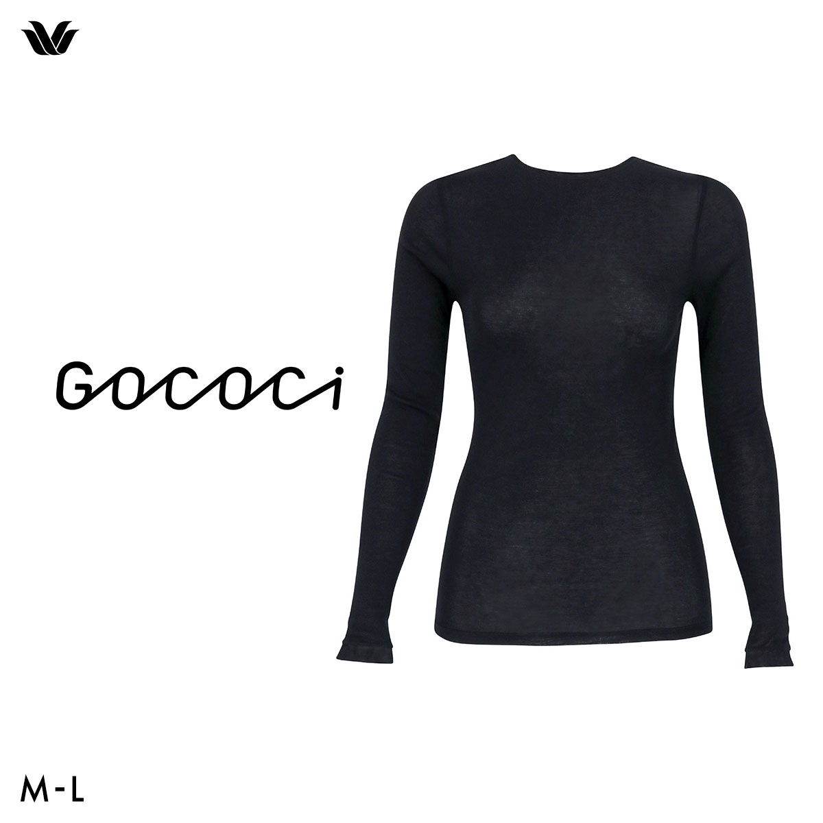 ワコール ゴコチ cooomy. クーミー シアートップス ロングTシャツ 長袖 インナー WGG222 ML Wacoal GOCOCi Uネック(BK-ブラック-M)
