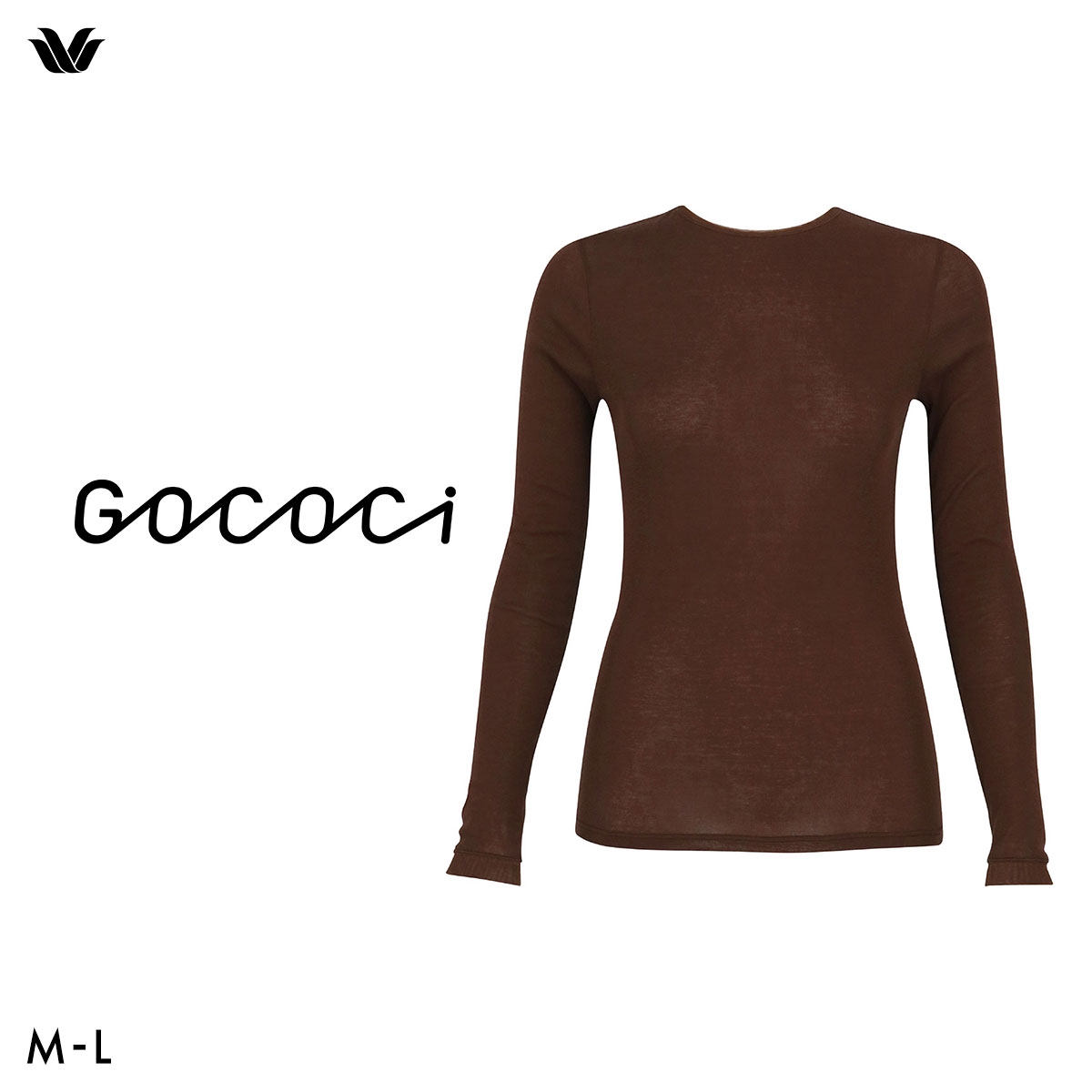 ワコール ゴコチ cooomy. クーミー シアートップス ロングTシャツ 長袖 インナー WGG222 ML Wacoal GOCOCi Uネック(DBR-濃ブラウン-M)