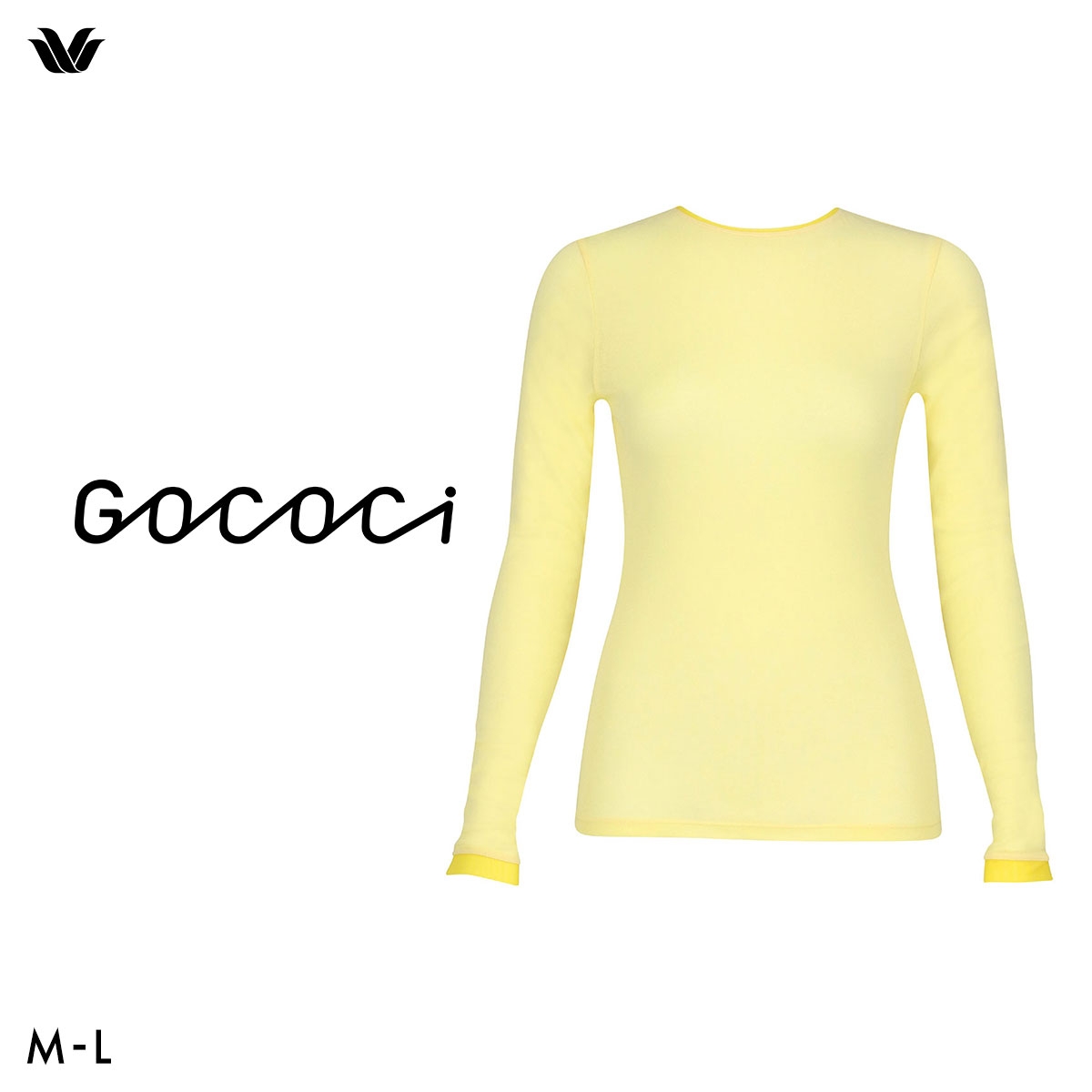 ワコール ゴコチ cooomy. クーミー シアートップス ロングTシャツ 長袖 インナー WGG222 ML Wacoal GOCOCi Uネック(YE-イエロー-M)