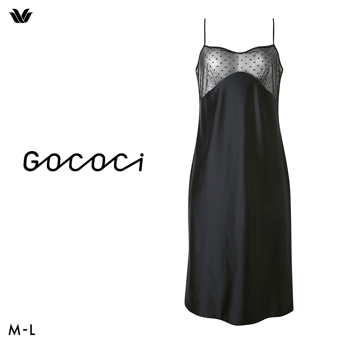 ワコール ゴコチ cooomy. クーミー ワンピース ロング丈 キャミソール インナー WGG444 ML Wacoal GOCOCi(BK-ブラック-M)