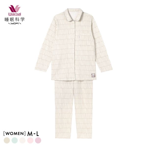 ワコール 睡眠科学 レディース シャツパジャマ 長袖 上下セット あったか SOU・SOU柄 Wacoal