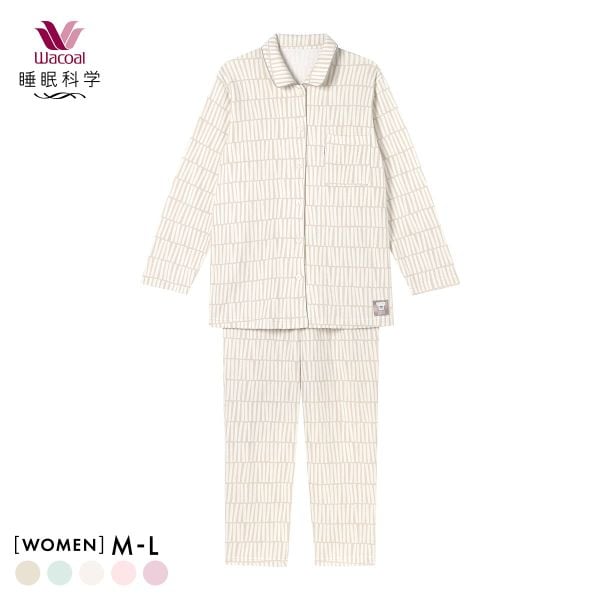 ワコール 睡眠科学 レディース シャツパジャマ 長袖 上下セット あったか SOU・SOU柄 Wacoal