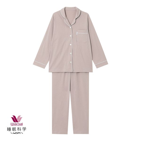 ワコール Wacoal 睡眠科学 シャツパジャマ 綿100％ なめらかでやわらかい 天綿 ML レディース 長袖