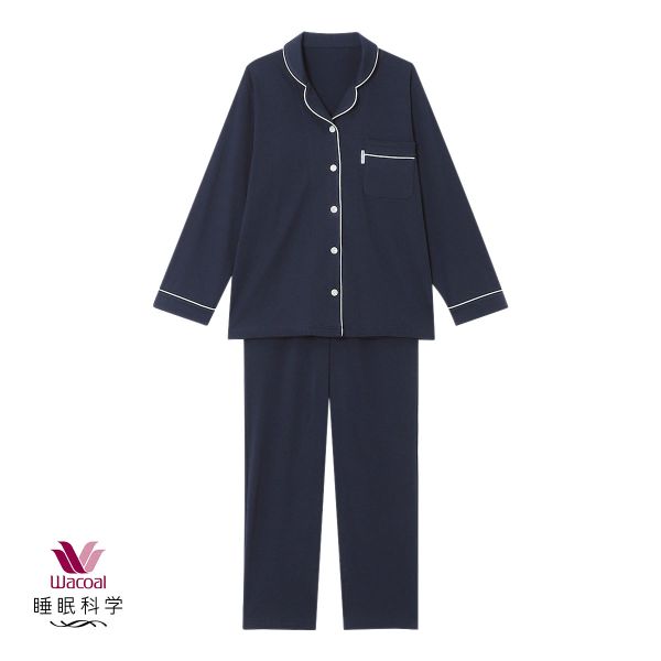 ワコール Wacoal 睡眠科学 シャツパジャマ 綿100％ なめらかでやわらかい 天綿 ML レディース 長袖