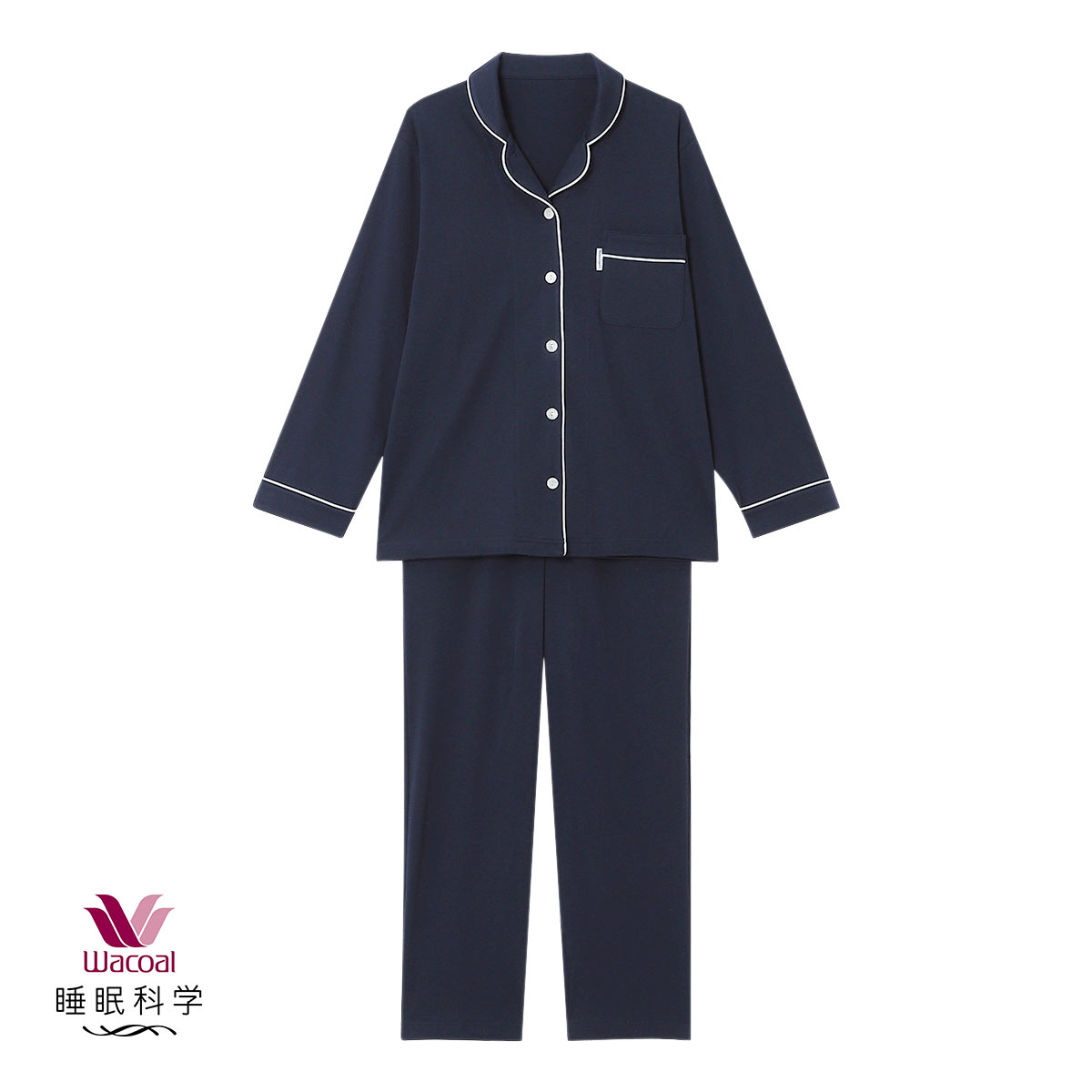ワコール　睡眠科学　ライトブルー コットン パジャマセット　新品未使用 楽天市場】ワコール Wacoal 睡眠科学 綿100％パジャマ (Mサイズ