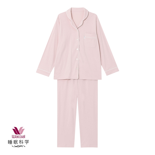 ワコール Wacoal 睡眠科学 シャツパジャマ 綿100％ なめらかでやわらかい 天綿 ML レディース 長袖