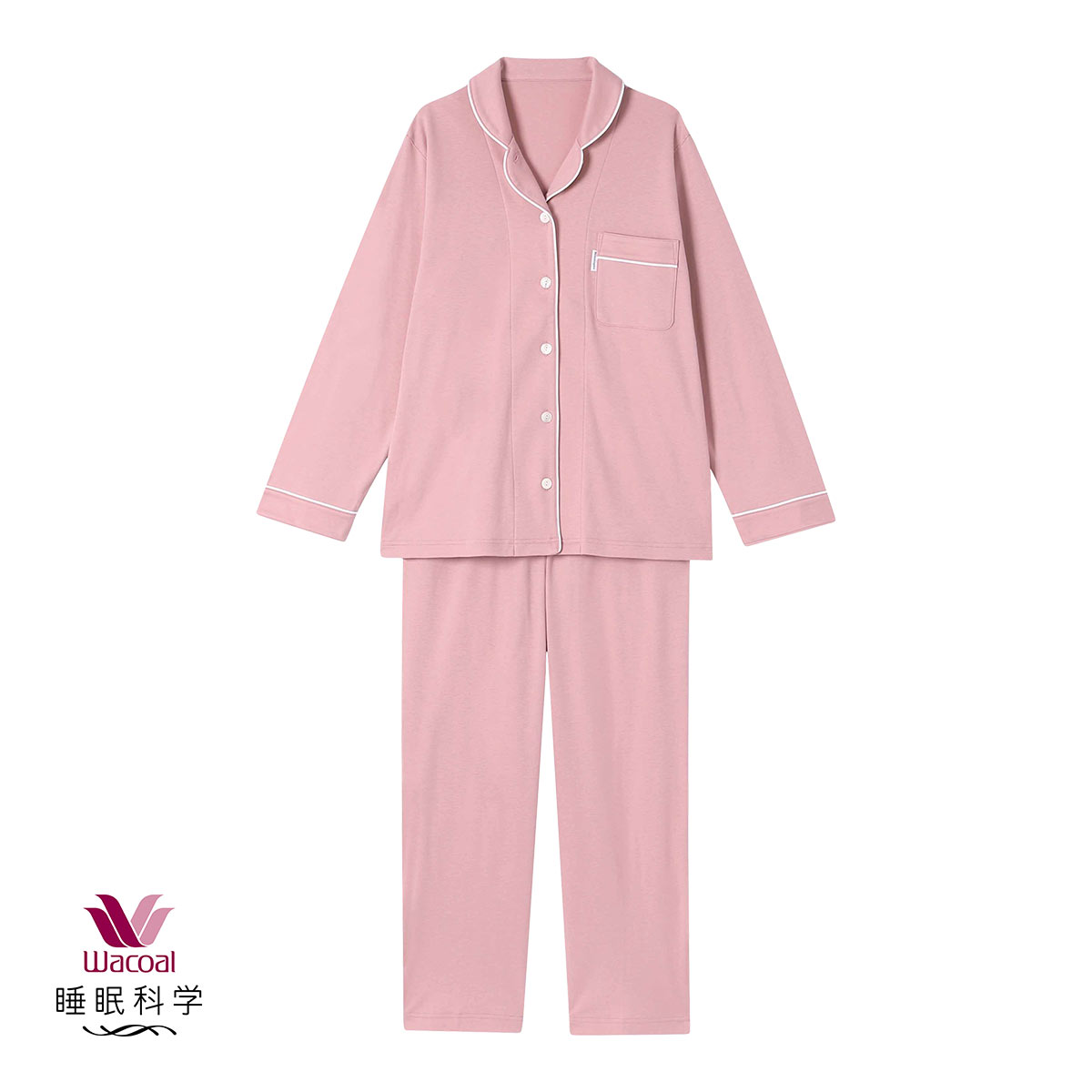 ワコール Wacoal 睡眠科学 シャツパジャマ 綿100％ なめらかで