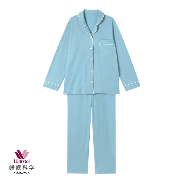 ワコール Wacoal 睡眠科学 シャツパジャマ 綿100％ なめらかでやわらかい 天綿 ML レディース 長袖