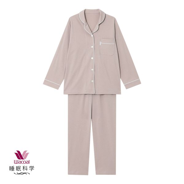 ワコール Wacoal 睡眠科学 シャツパジャマ 綿100％ なめらかでやわらかい 天綿 LLサイズ レディース 長袖