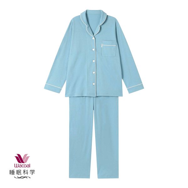 ワコール Wacoal 睡眠科学 シャツパジャマ 綿100％ なめらかでやわらかい 天綿 LLサイズ レディース 長袖