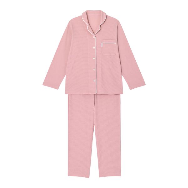 ワコール Wacoal 睡眠科学 レディース なめらかでやわらかい天綿 シャツ パジャマ 長袖 上下セット 綿100％ コットン LL