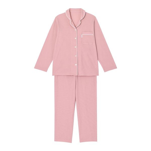 ワコール Wacoal 睡眠科学 レディース なめらかでやわらかい天綿 シャツ パジャマ 長袖 上下セット 綿100％ コットン LL