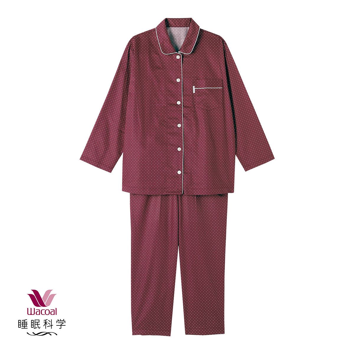 ワコール Wacoal 睡眠科学 レディース 綿100％ シャツパジャマ