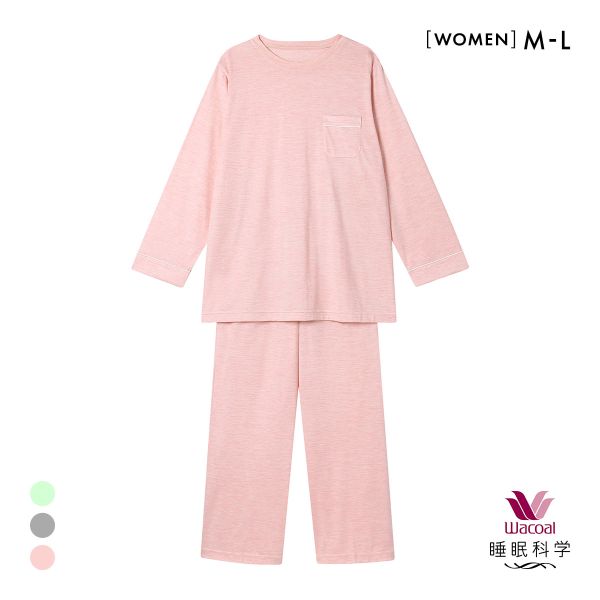 ワコール 睡眠科学 レディース シルク100％ パジャマ 長袖 上下セット ルームウェア 絹 ML Wacoal