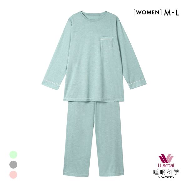 ワコール 睡眠科学 レディース シルク100％ パジャマ 長袖 上下セット ルームウェア 絹 ML Wacoal