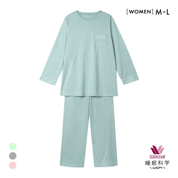ワコール 睡眠科学 レディース シルク100％ パジャマ 長袖 上下セット ルームウェア 絹 ML Wacoal