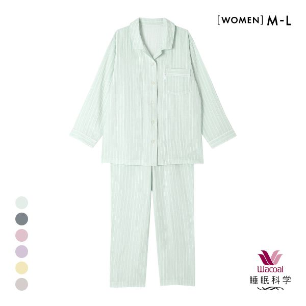 ワコール Wacoal 睡眠科学 二重ガーゼ シャツパジャマ 綿100％ ML