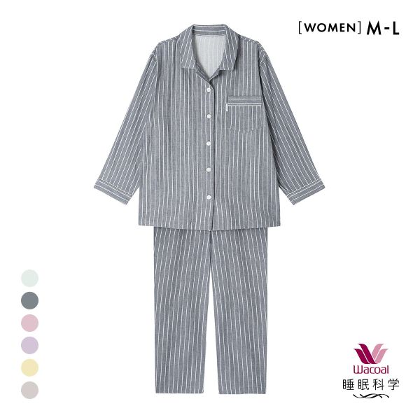 ワコール Wacoal 睡眠科学 二重ガーゼ シャツパジャマ 綿100％ ML
