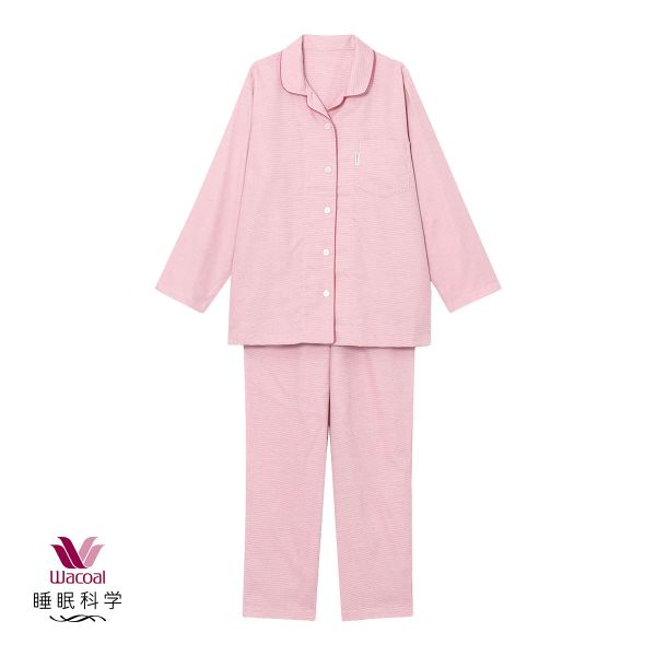 ワコール Wacoal 睡眠科学 レディース 綿100％ シャツパジャマ 長袖 上下セット コットン MP M L