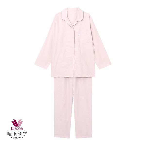 ワコール Wacoal 睡眠科学 レディース 綿100％ シャツパジャマ 長袖 上下セット コットン MP M L