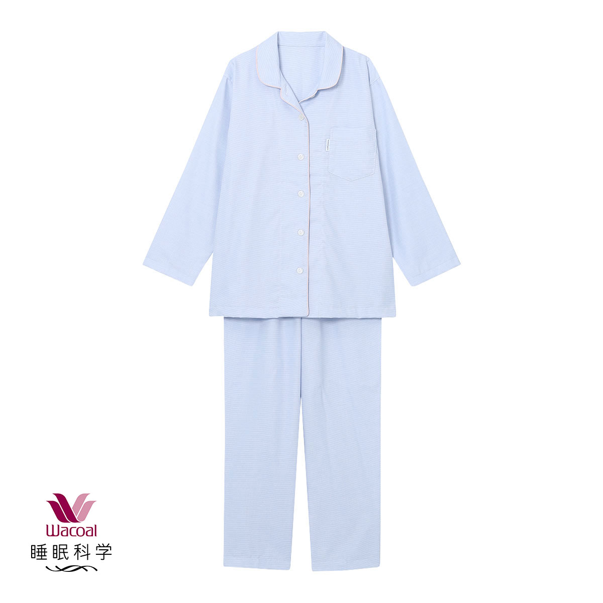 新品未使用 WACOLワコール 睡眠化学パジャマ 長袖上下レディース ワコール Wacoal 睡眠科学 レディース 綿100% シャツパジャマ