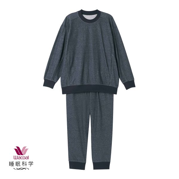 ワコール Wacoal 睡眠科学 レディース ルームウェア パジャマ 上下セット 長袖 デニム調 綿混 ML 寝返りしやすい YDX598
