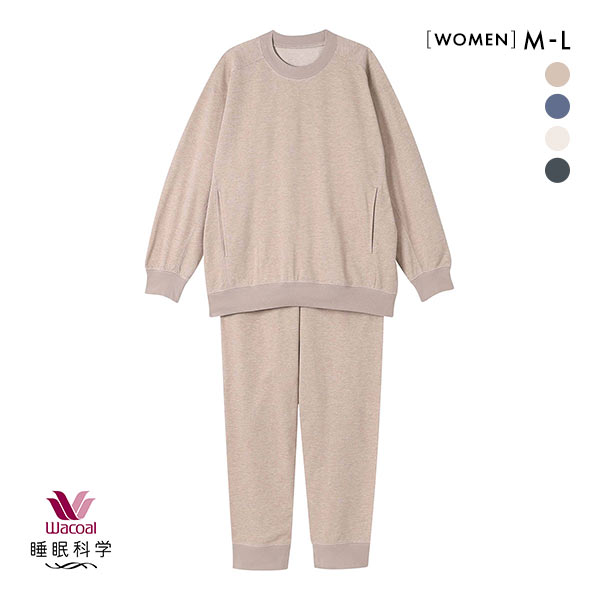 ワコール Wacoal 睡眠科学 レディース ルームウェア パジャマ 上下セット 長袖 デニム調 綿混 ML 寝返りしやすい YDX598